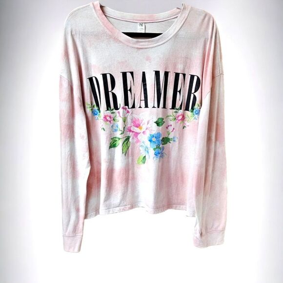 HYBRID Plus Size Women's Pretty Floral Tie-Dye DREAMER Long sleeve Top - Picture 1 of 11